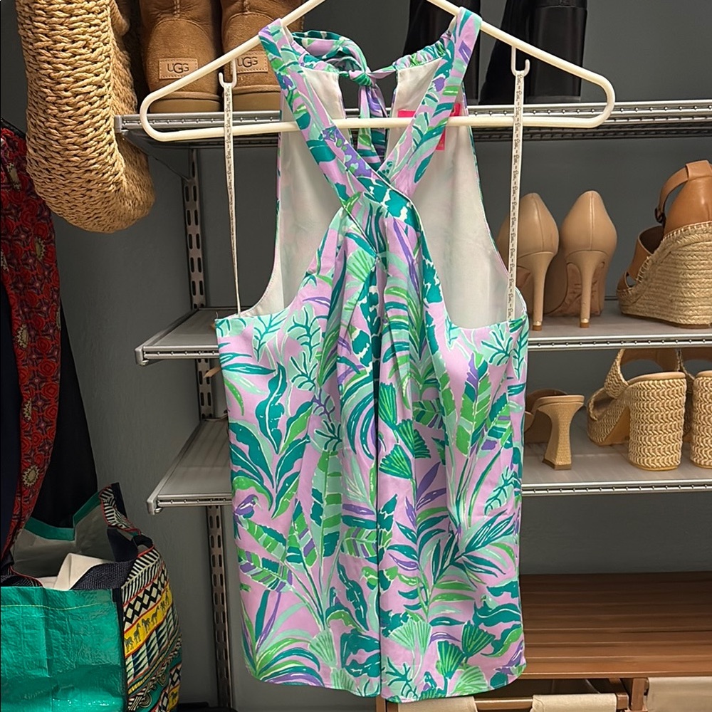 Lilly Pulitzer Pink and Green Leaf Print Top